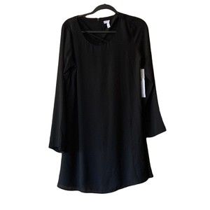 Leith Nordstrom Size Medium Dress A-Line Shift Scoop Neck Knee Length Black NEW